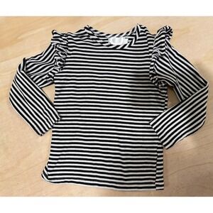 Mila Rose Girls Black White Striped Ruffle‎ Shoulder Long Sleeve Top 4T Boutique